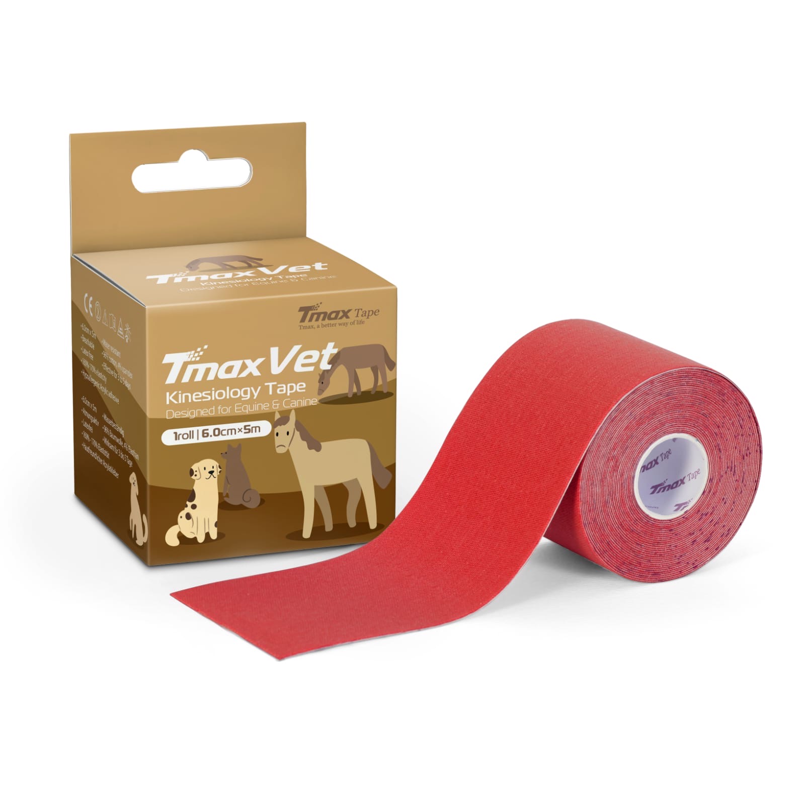 Кинезио тейп Tmax ветеринарный 6 cm x 5 m